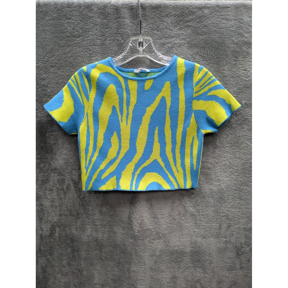 Double Zero Blue and Yellow Crop Top
